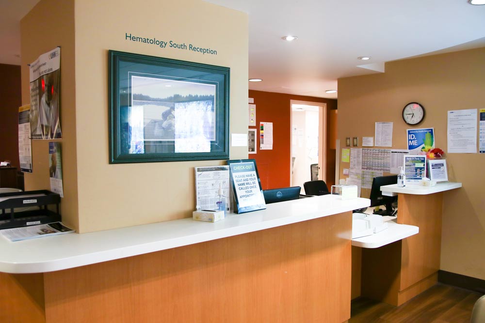 Reception Desk. Check in at the Reception Desk when you arrive for an appointment.